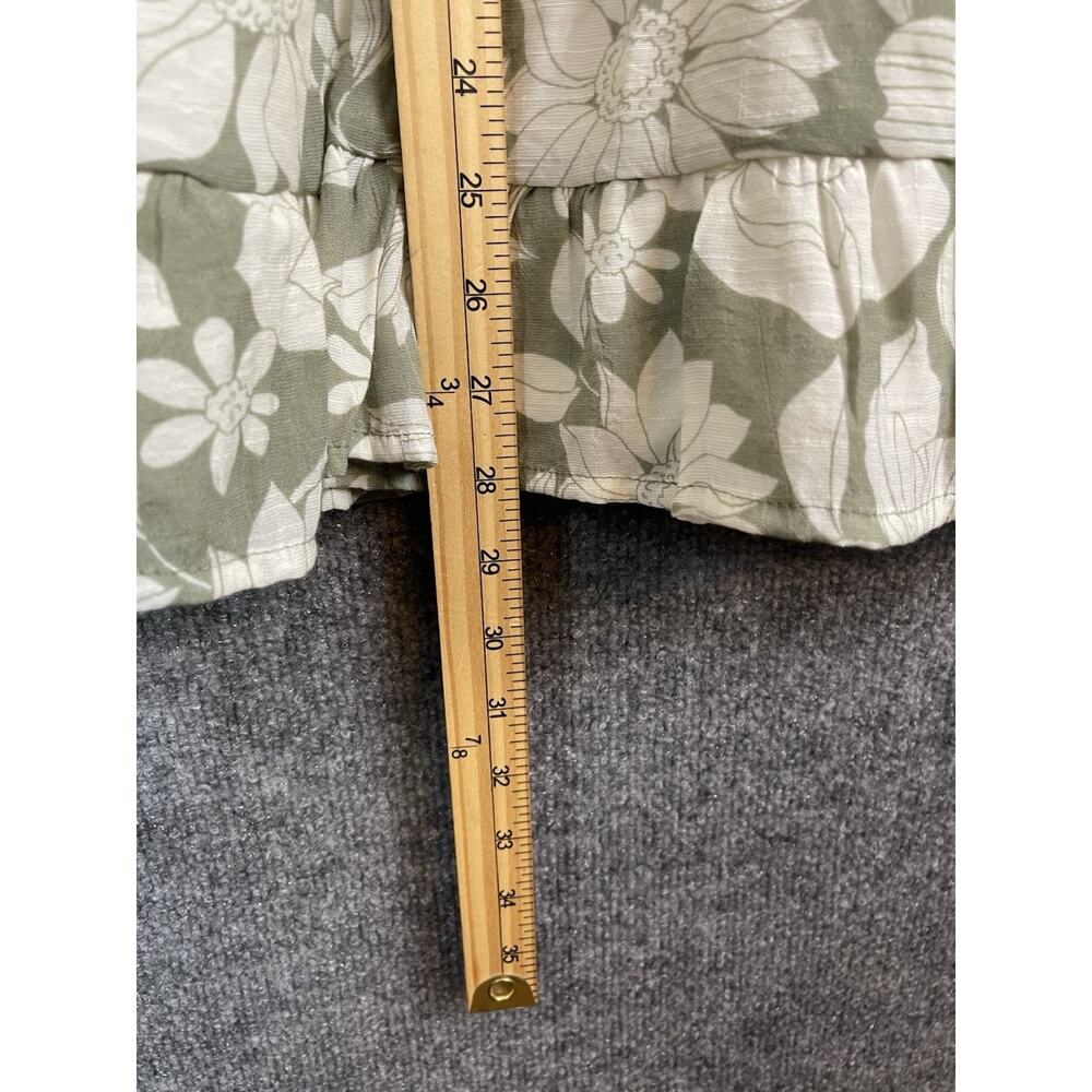 Derek Heart Midi Dress Green & White Floral Print Smocked Spaghetti Strap XL - Picture 6 of 12